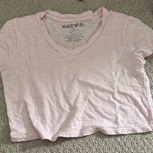 katie J NYC cropped v neck tee shirt